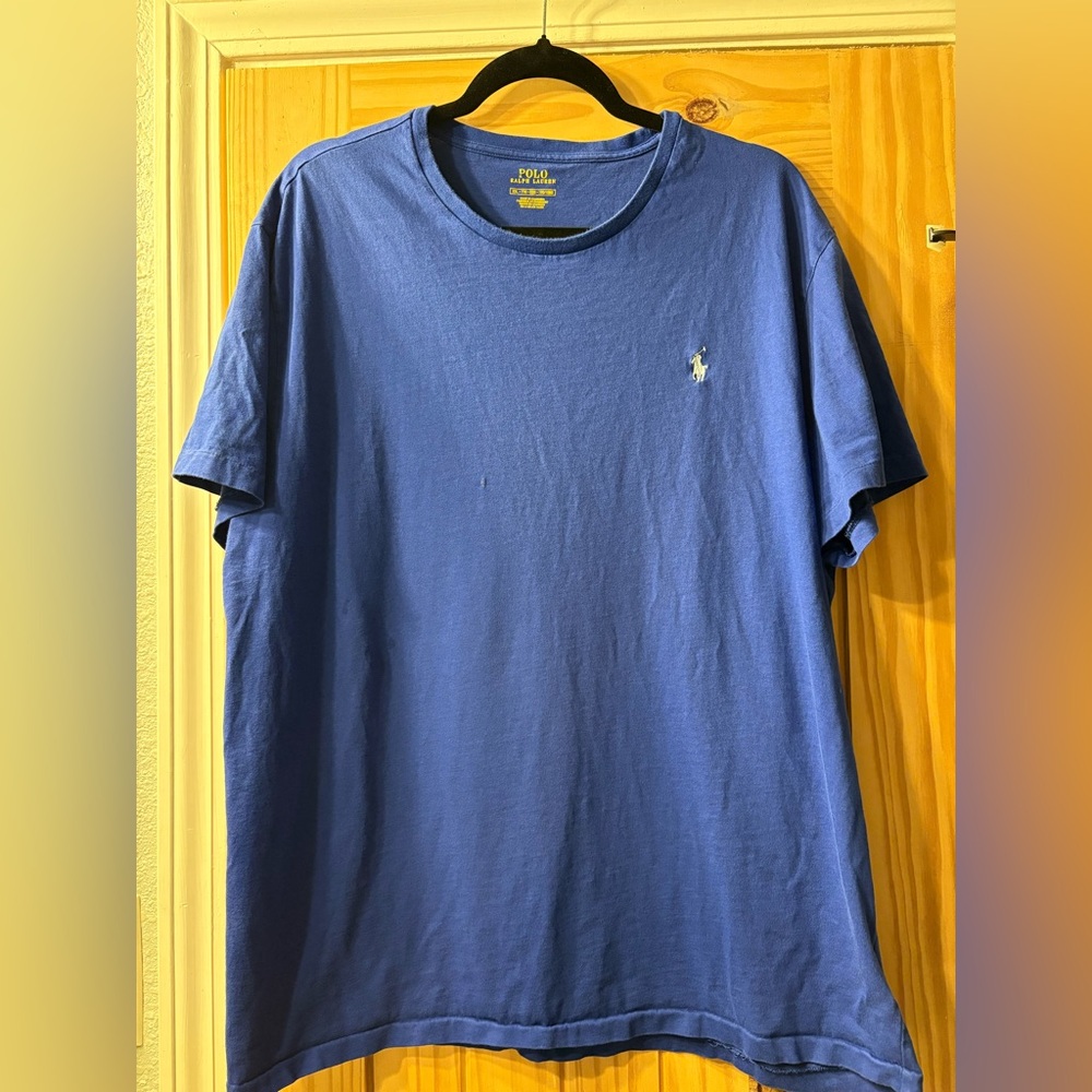 Polo Ralph Lauren Shirt Mens Size XXL Blue Crewneck‎ Short Sleeve FLAWED Casual
